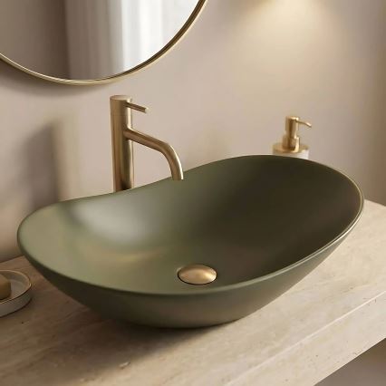 REA-U6372 - Lavatório de bancada ROYAL 35,5x61,5 cm cerâmica/verde oliva
