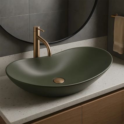 REA-U6372 - Lavatório de bancada ROYAL 35,5x61,5 cm cerâmica/verde oliva