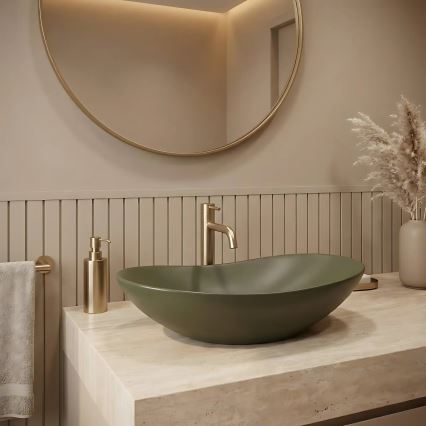 REA-U6372 - Lavatório de bancada ROYAL 35,5x61,5 cm cerâmica/verde oliva
