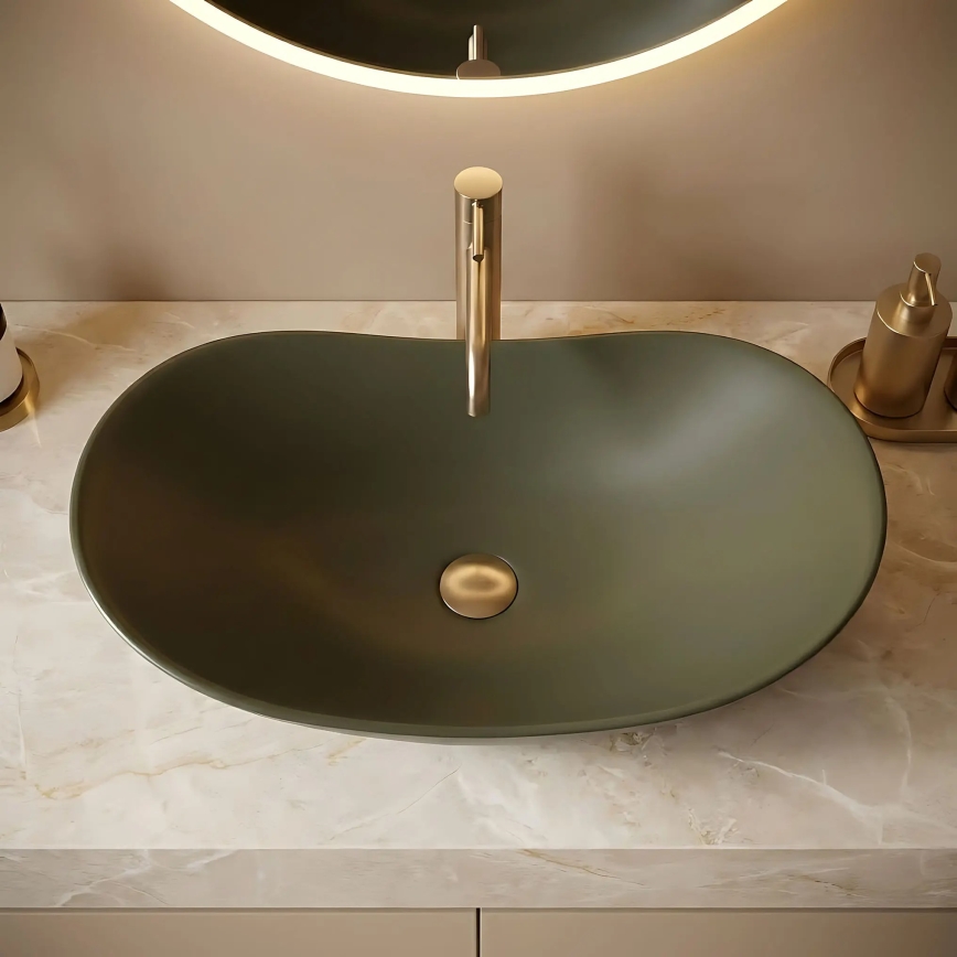REA-U6372 - Lavatório de bancada ROYAL 35,5x61,5 cm cerâmica/verde oliva