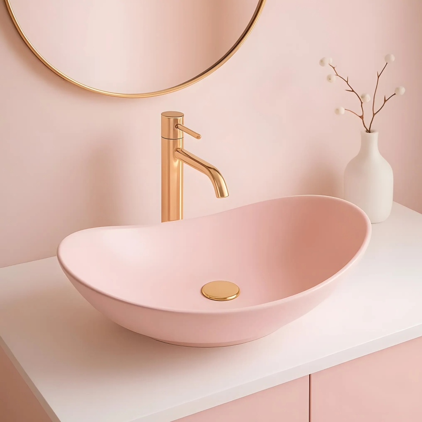 REA-U6374 - Lavatório de bancada ROYAL 35,5x61,5 cm cerâmica/rosa fosco