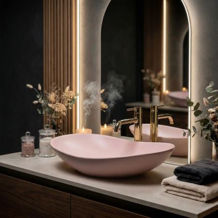 REA-U6374 - Lavatório de bancada ROYAL 35,5x61,5 cm cerâmica/rosa fosco