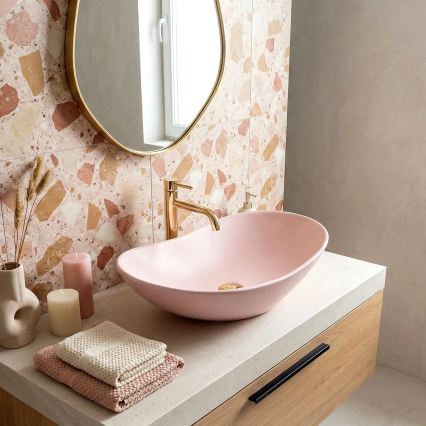 REA-U6374 - Lavatório de bancada ROYAL 35,5x61,5 cm cerâmica/rosa fosco