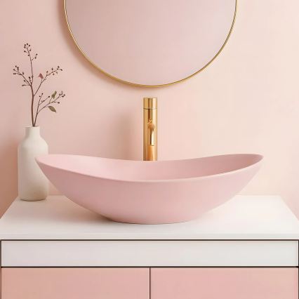 REA-U6374 - Lavatório de bancada ROYAL 35,5x61,5 cm cerâmica/rosa fosco