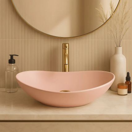 REA-U6374 - Lavatório de bancada ROYAL 35,5x61,5 cm cerâmica/rosa fosco