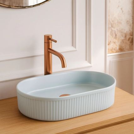 REA-U6375 - Lavatório de bancada VANDA 31x49 cm cerâmica/azul fosco