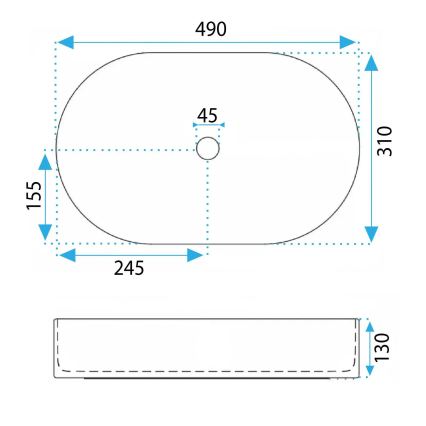 REA-U6376 - Lavatório de bancada VANDA 31x49 cm cerâmica/rosa fosco