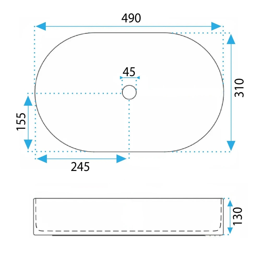 REA-U6376 - Lavatório de bancada VANDA 31x49 cm cerâmica/rosa fosco