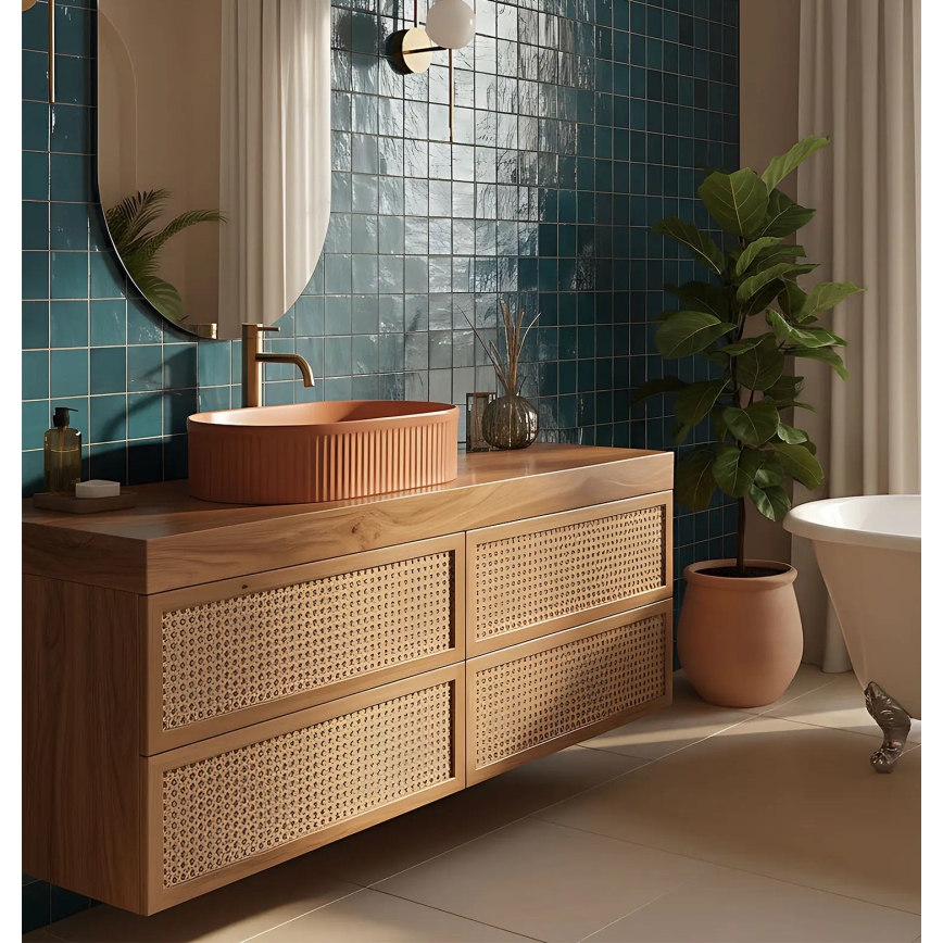 REA-U6377 - Lavatório de bancada VANDA 31x49 cm cerâmica/laranja