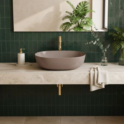 REA-U6380 - Lavatório de bancada LISA 35x49 cm cerâmica/castanho brilhante