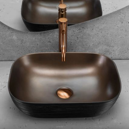 REA-U6384 - Lavatório de bancada BELINDA 33x46,5 cm cerâmica/preto/castanho