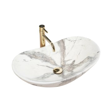 REA-U6502 - Lavatório de bancada ROYAL 36x60,5 cm cerâmica / acabamento em mármore