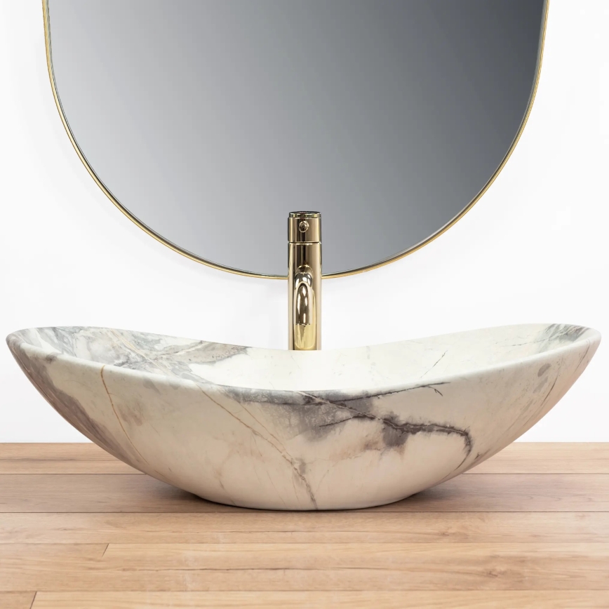 REA-U6502 - Lavatório de bancada ROYAL 36x60,5 cm cerâmica / acabamento em mármore