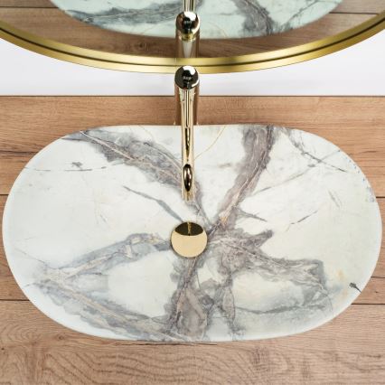 REA-U6502 - Lavatório de bancada ROYAL 36x60,5 cm cerâmica / acabamento em mármore