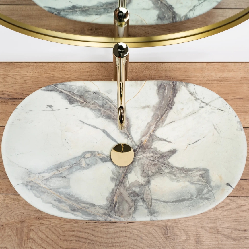 REA-U6502 - Lavatório de bancada ROYAL 36x60,5 cm cerâmica / acabamento em mármore
