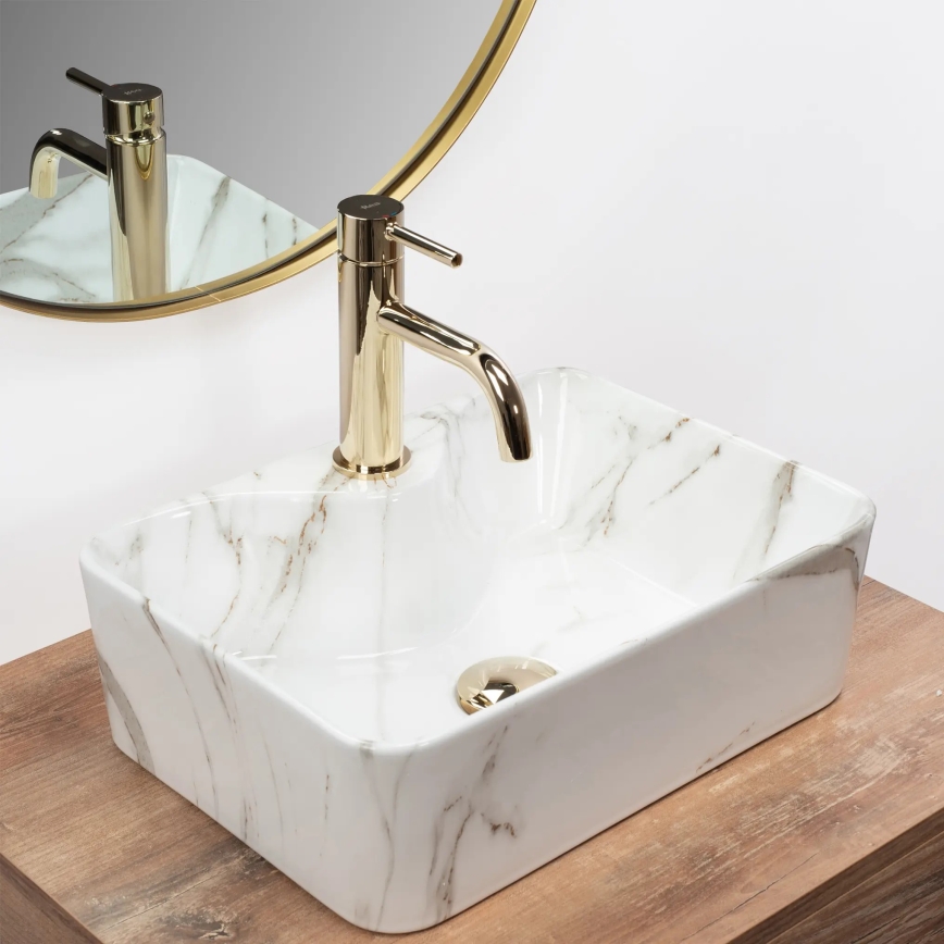 REA-U6504 - Lavatório de bancada KELLY MINI 31x41 cm cerâmica/imitação de pedra
