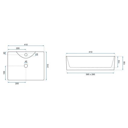 REA-U6504 - Lavatório de bancada KELLY MINI 31x41 cm cerâmica/imitação de pedra