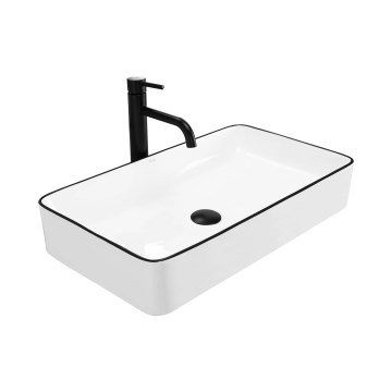 REA-U6513 - Lavatório de bancada DENIS 35x61,5 cm cerâmica/branco/preto
