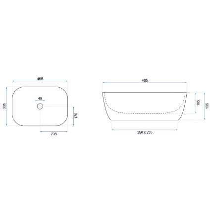 REA-U6596 - Lavatório de bancada BELINDA 33,5x46,5 cm cerâmica/decor de mármore
