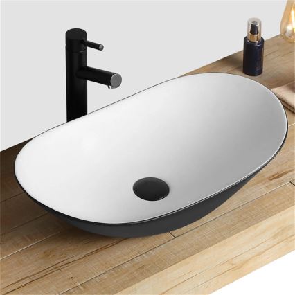 REA-U6600 - Lavatório para bancada ROYAL 36x62,5 cm cerâmica/branco/preto