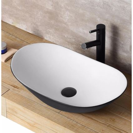 REA-U6600 - Lavatório para bancada ROYAL 36x62,5 cm cerâmica/branco/preto