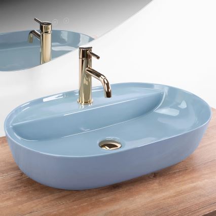REA-U6618 - Lavatório de apoio AURA 41 x 61 cm cerâmica/azul brilhante
