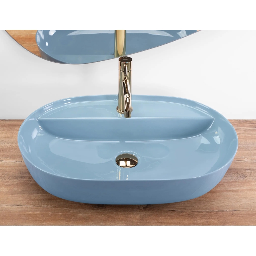 REA-U6618 - Lavatório de apoio AURA 41 x 61 cm cerâmica/azul brilhante