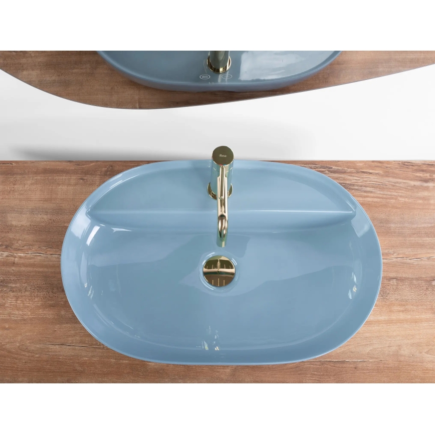 REA-U6618 - Lavatório de apoio AURA 41 x 61 cm cerâmica/azul brilhante