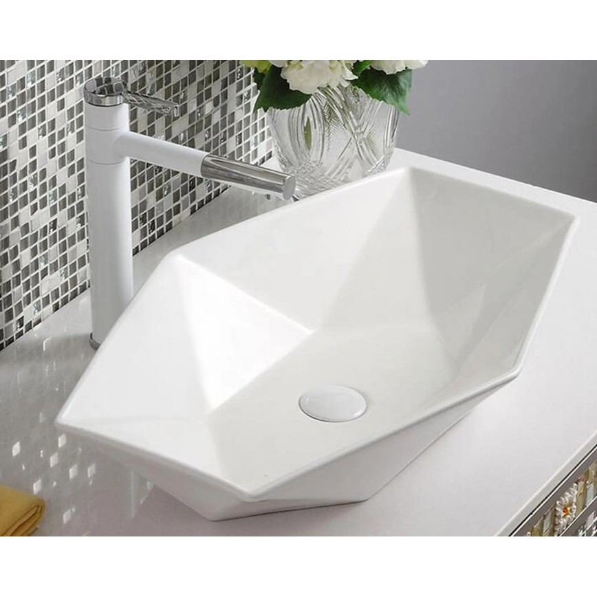 REA-U6643 - Lavatório de sobrepor VEGAS 37x57 cm cerâmica/branco brilhante