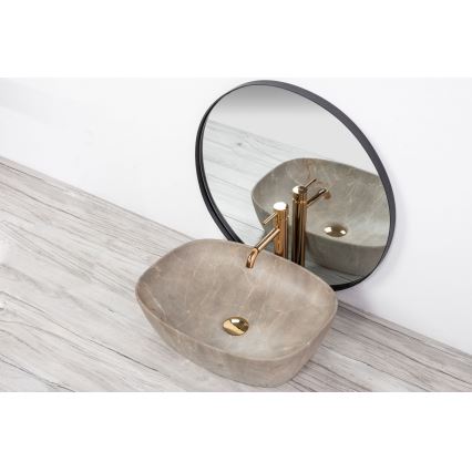 REA-U6647 - Lavatório de bancada FREJA 39,5x51 cm cerâmica/cinzento/decoração em mármore