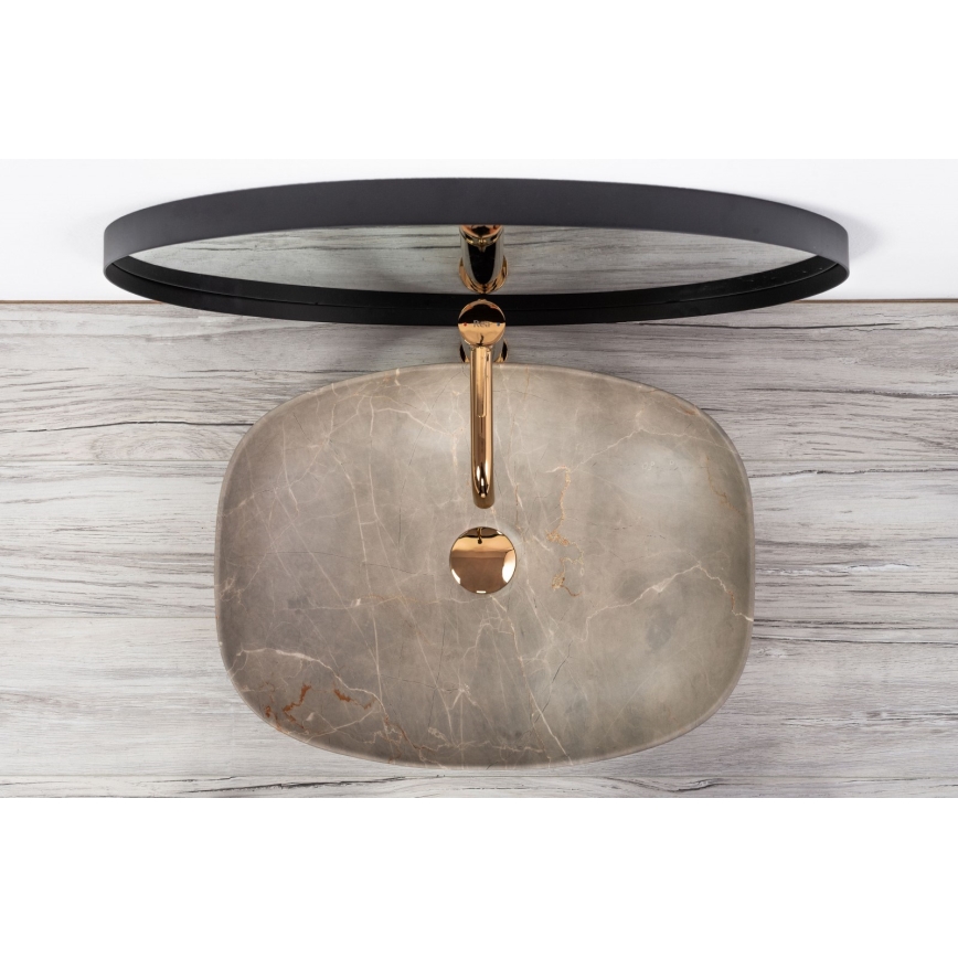 REA-U6647 - Lavatório de bancada FREJA 39,5x51 cm cerâmica/cinzento/decoração em mármore