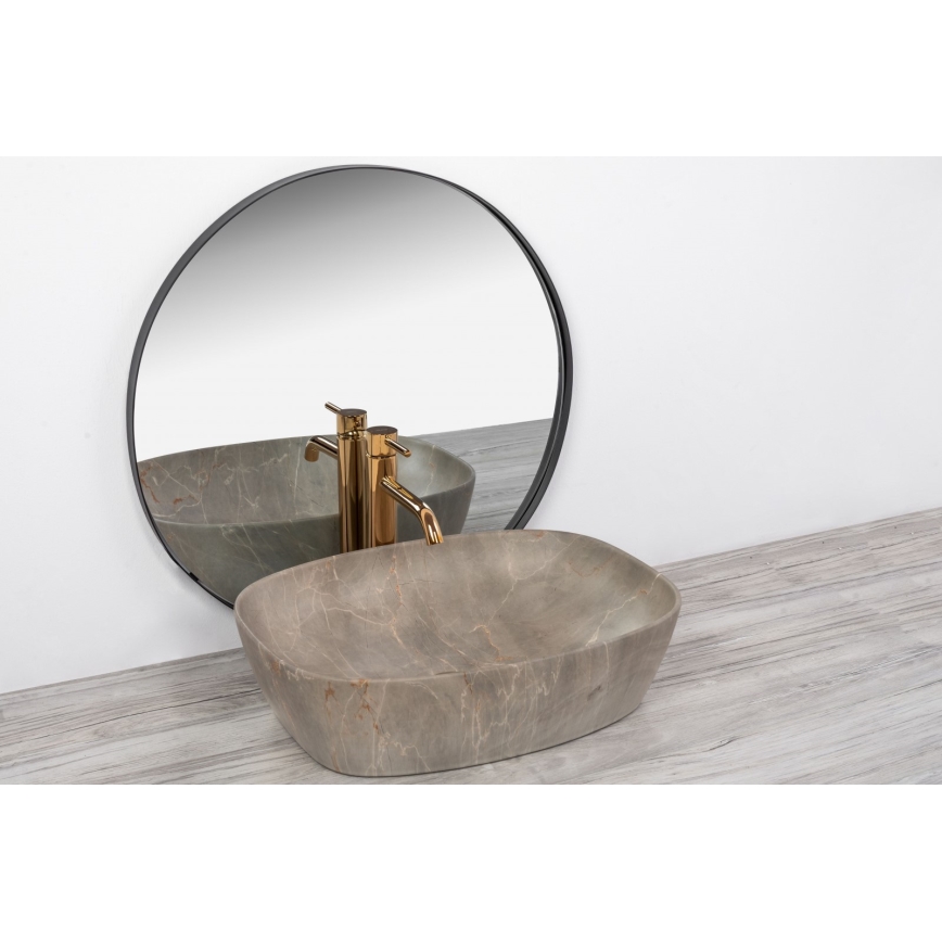 REA-U6647 - Lavatório de bancada FREJA 39,5x51 cm cerâmica/cinzento/decoração em mármore