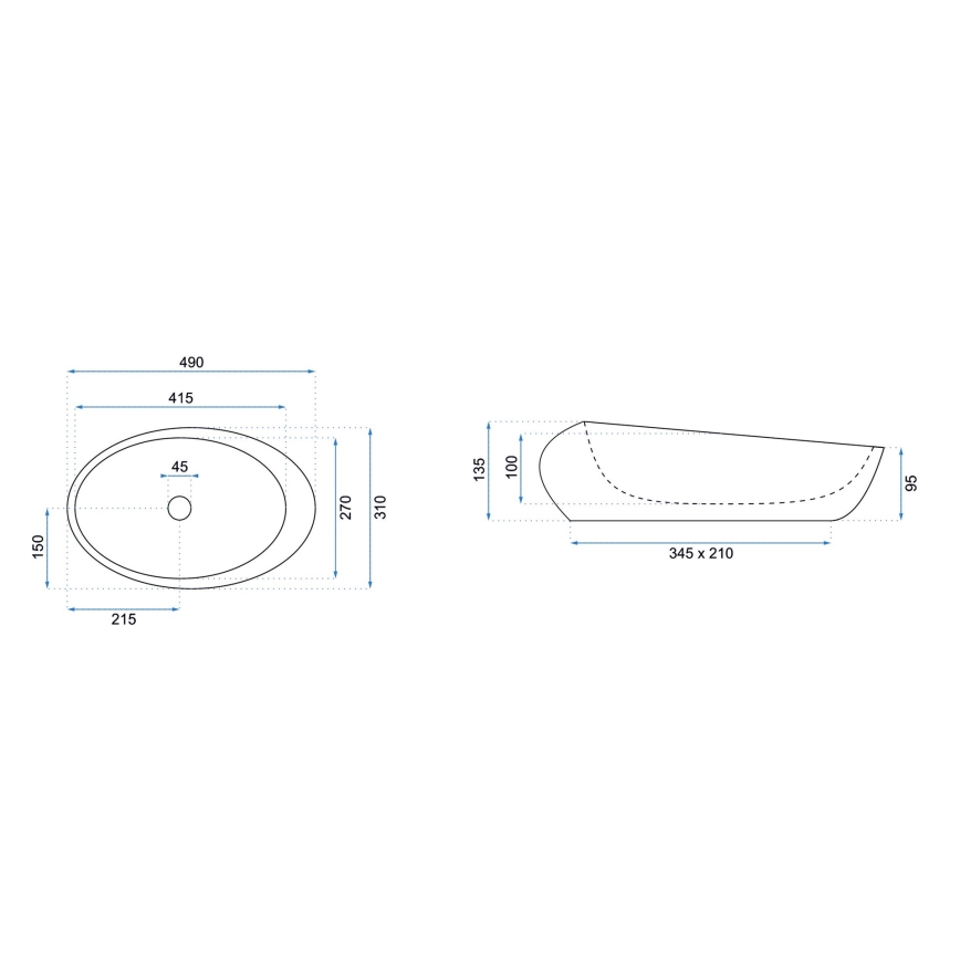 REA-U6650 - Lavatório de bancada ROXY 31x49 cm cerâmica/cinzento/efeito mármore