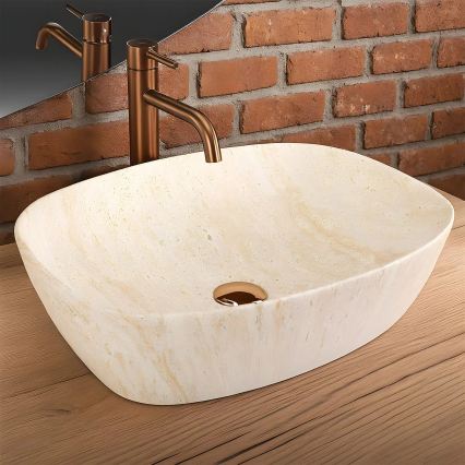 REA-U6689 - Lavatório de bancada FREJA 39,5x51 cm cerâmica/bege/imitação de pedra