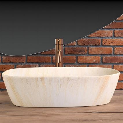 REA-U6689 - Lavatório de bancada FREJA 39,5x51 cm cerâmica/bege/imitação de pedra