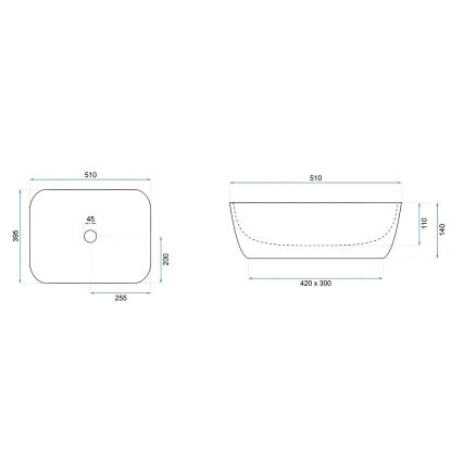 REA-U6689 - Lavatório de bancada FREJA 39,5x51 cm cerâmica/bege/imitação de pedra