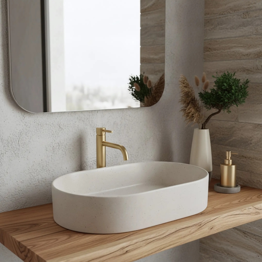 REA-U7341 - Lavatório de bancada NADIA 38,5x61 cm cerâmica/creme