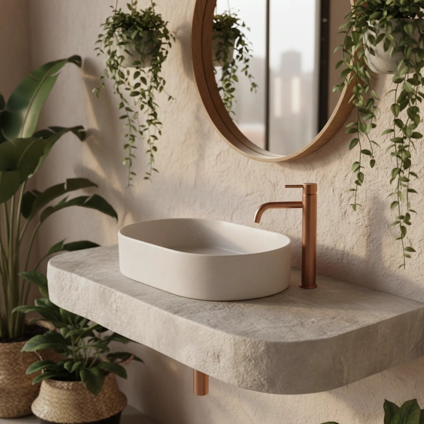 REA-U7341 - Lavatório de bancada NADIA 38,5x61 cm cerâmica/creme