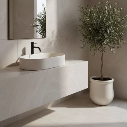 REA-U7341 - Lavatório de bancada NADIA 38,5x61 cm cerâmica/creme