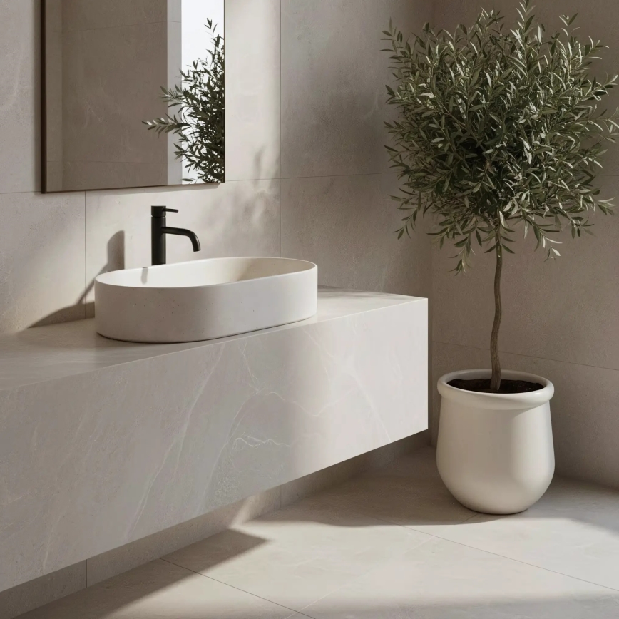 REA-U7341 - Lavatório de bancada NADIA 38,5x61 cm cerâmica/creme
