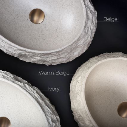 REA-U7347 - Lavatório para bancada MIKA 38x50 cm bege/imitação de pedra