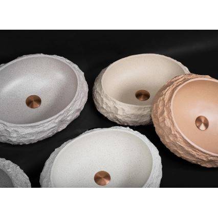 REA-U7347 - Lavatório para bancada MIKA 38x50 cm bege/imitação de pedra