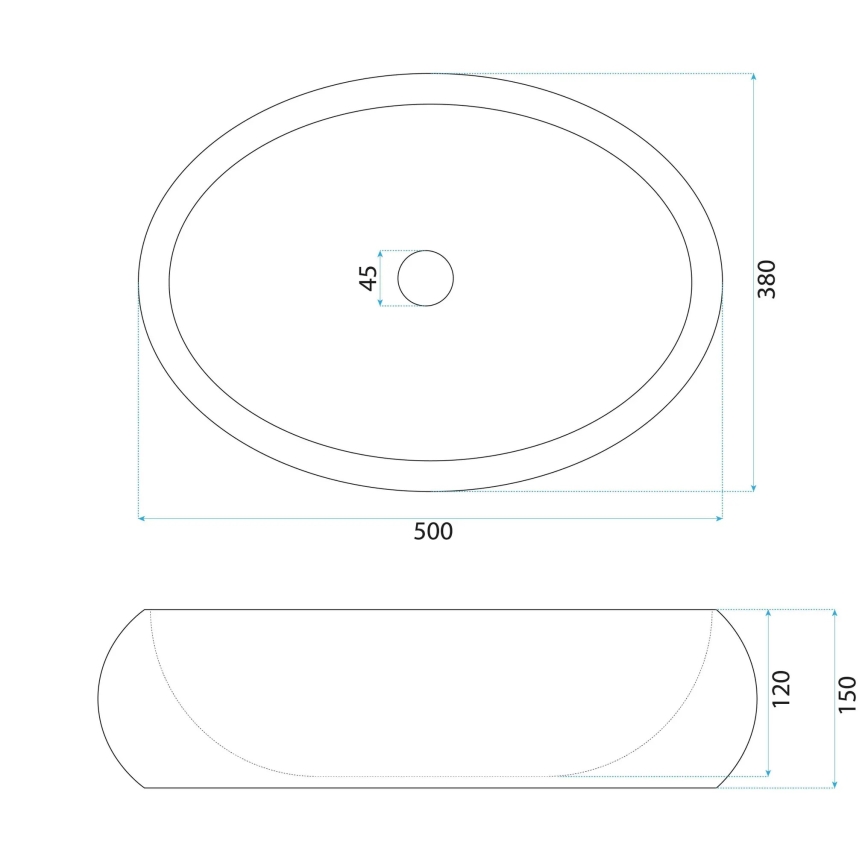 REA-U7347 - Lavatório para bancada MIKA 38x50 cm bege/imitação de pedra
