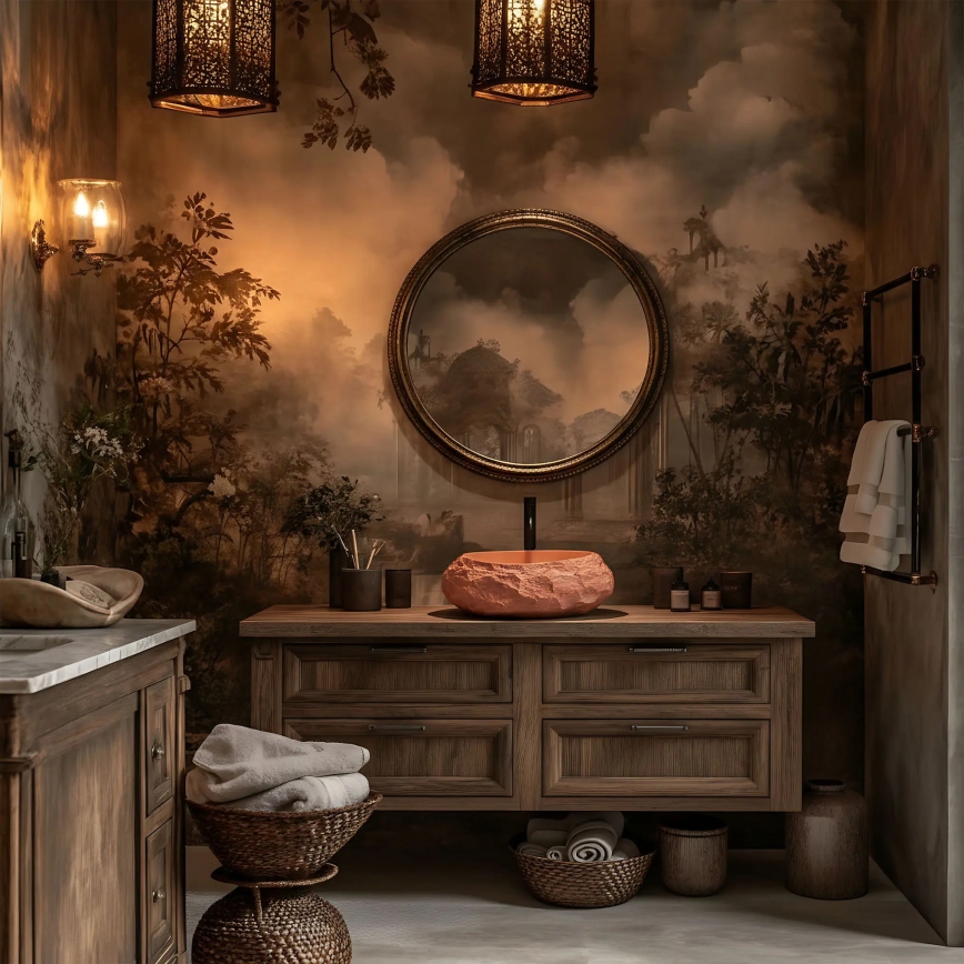 REA-U7349 - Lavatório de sobrepor MIKA 38x50 cm laranja/imitação de pedra