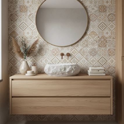 REA-U7350 - Lavatório de bancada MIKA 38x50 cm branco/imitação de pedra