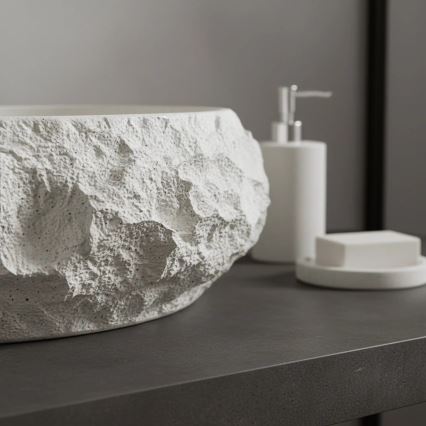 REA-U7350 - Lavatório de bancada MIKA 38x50 cm branco/imitação de pedra