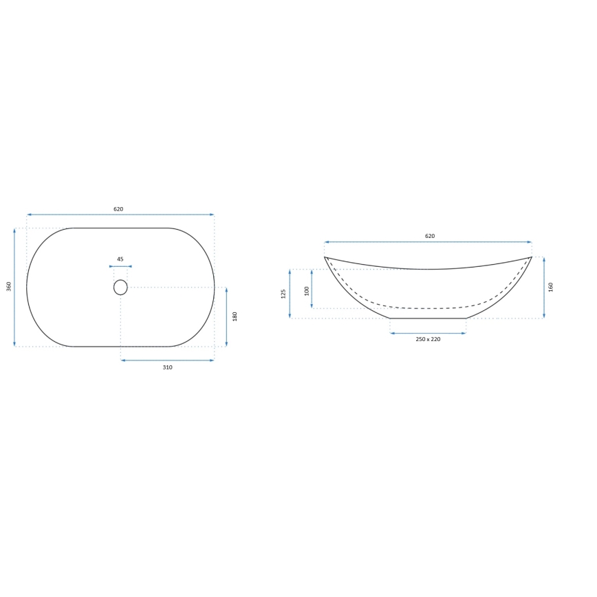 REA-U7478 - Lavatório de bancada ROYAL 36x62 cm cerâmica/preto/decoração em mármore