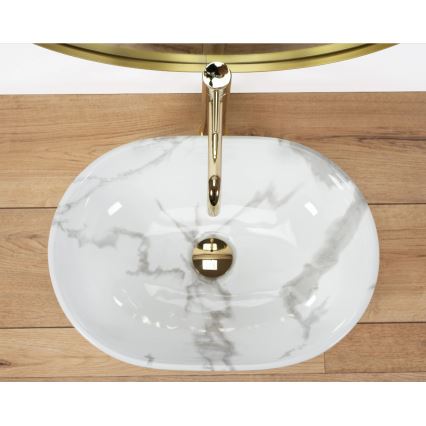 REA-U8001 - Lavatório para bancada AMELIA 34,5x48 cm cerâmica/decoração em mármore