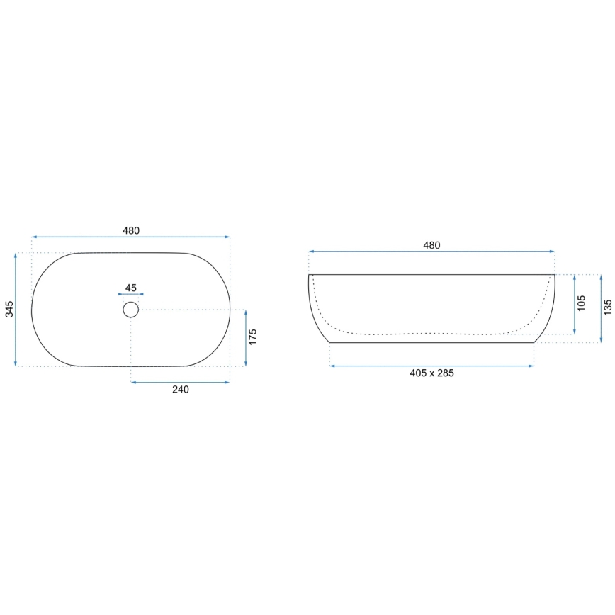 REA-U8001 - Lavatório para bancada AMELIA 34,5x48 cm cerâmica/decoração em mármore