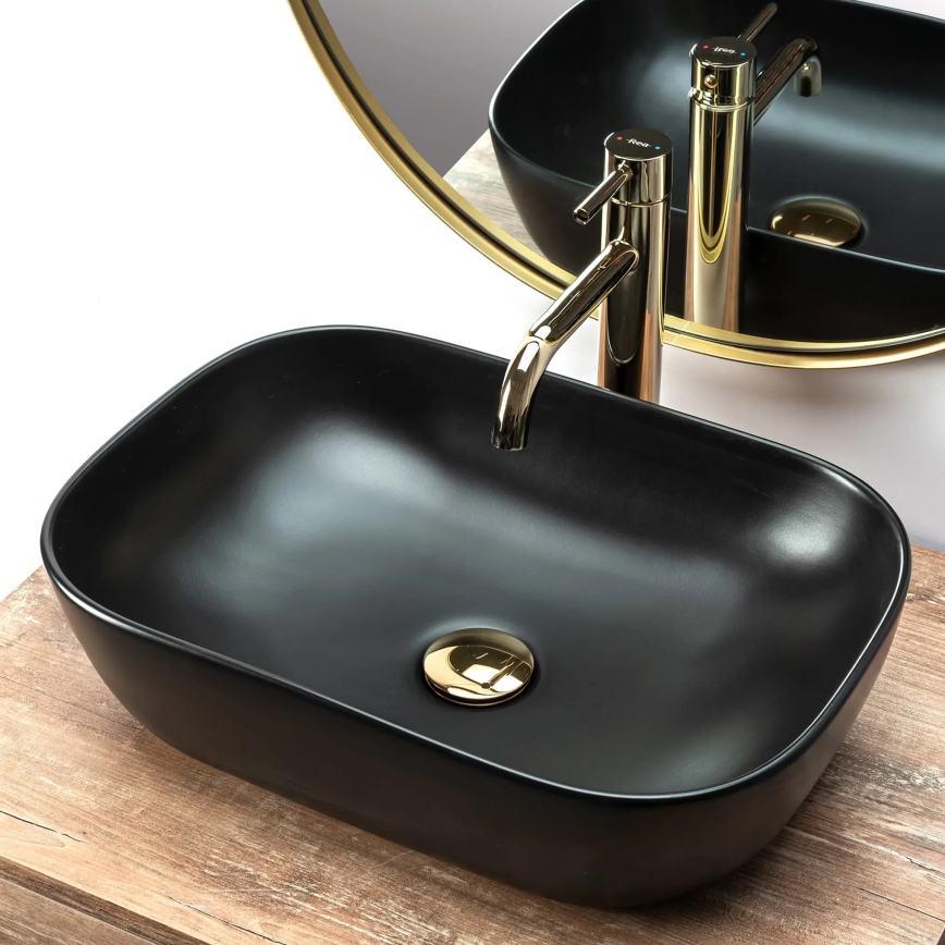 REA-U8470 - Lavatório de bancada BELINDA 33,5x46,5 cm cerâmica/preto fosco
